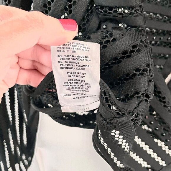 Pinko Guscio Blazer Black Rhinestone Size US 10 - Picture 7 of 8